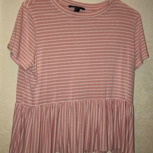 pink and white stripped shirt